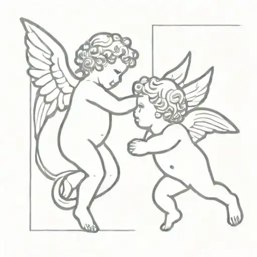 2 cherubs tattoo design idea