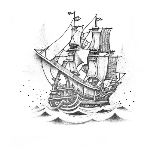 pirate ship tattoo design idea