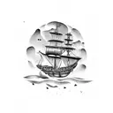 pirate ship tattoo design idea