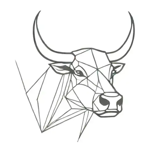 front Bull head abstract and geometric tattoo design idea