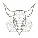 front Bull head abstract and geometric tattoo design idea