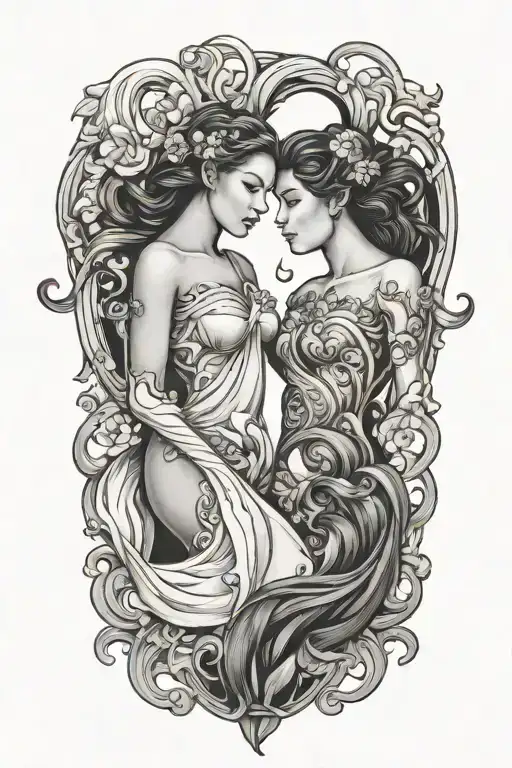 Aquarius and Gemini tattoo design idea
