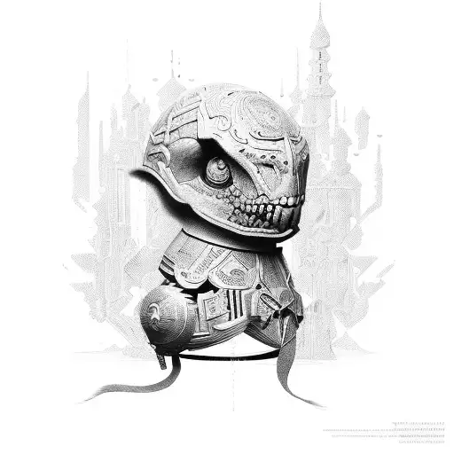 children playing among unfinished blocks tattoo design idea