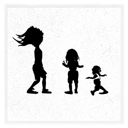 children playing among unfinished blocks tattoo design idea