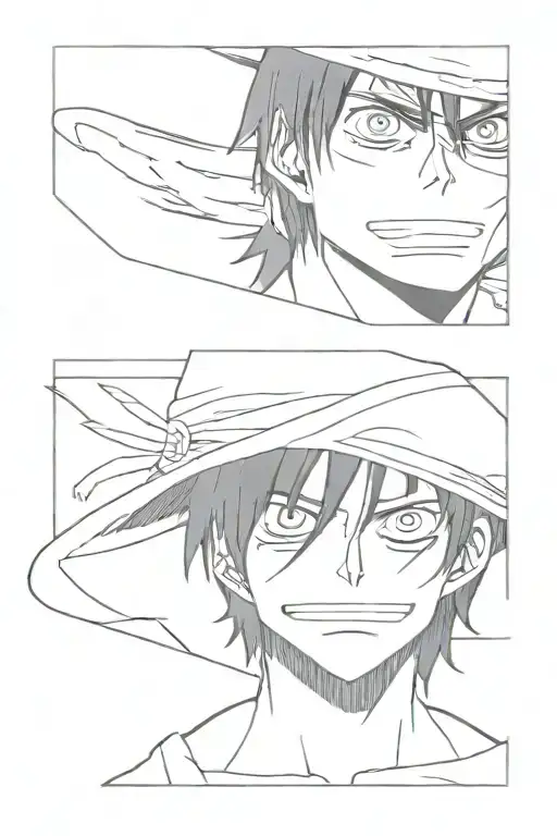 eren jaeger eye and monkey d luffy straw hat tattoo design idea