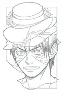 eren jaeger eye and monkey d luffy straw hat tattoo design idea