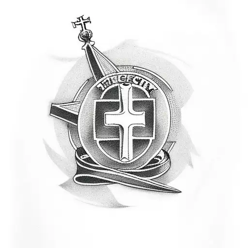 Christianity cross with bible verse Roman's 8:11 tattoo design idea