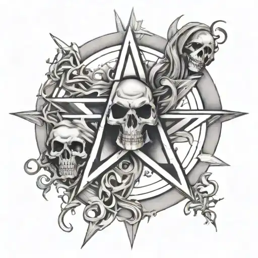 pentagram and death   tattoo design idea