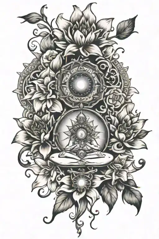 Chakras With Lilies tattoo design idea