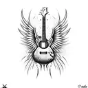 guitar phoenix  tattoo design idea