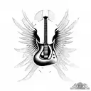 guitar phoenix  tattoo design idea