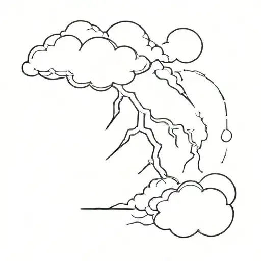 A lightning bolt striking through a cloud in a minimalist style tattoo design idea