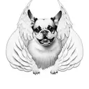 A realistic portrait of your dog Sophie with angel wings tattoo design idea