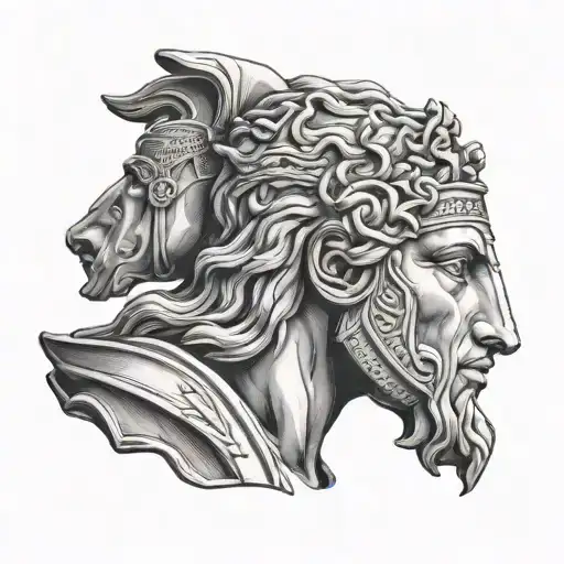 alexander the great statue tattoo design idea