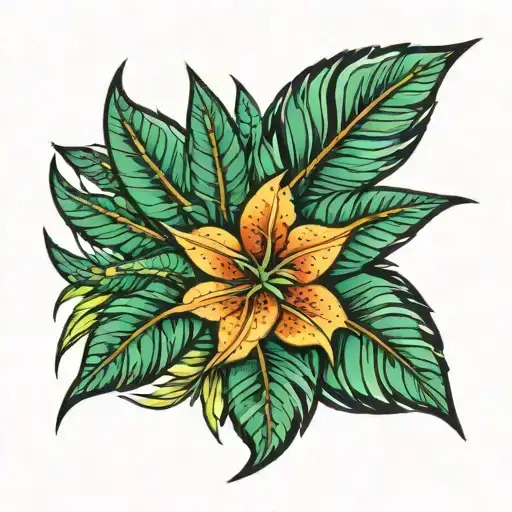 tropical plant mosaic pattern tattoo design idea