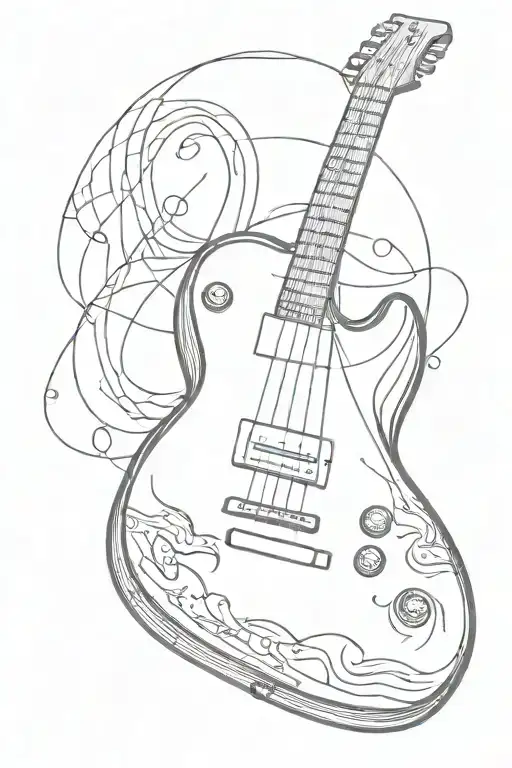guitar neck tattoo design idea