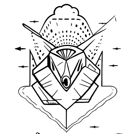 paper airplane with a shadow beneath of a fighter jet tattoo design idea