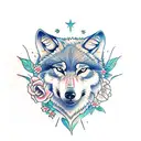 wolf surrounded by flowers  tattoo design idea