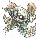 alien, beach, twin flame  tattoo design idea