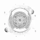 A heavy metal-inspired moon with intricate dotwork patterns tattoo design idea