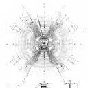An engineer's blueprint of a guitar merging with an astronomical diagram tattoo design idea