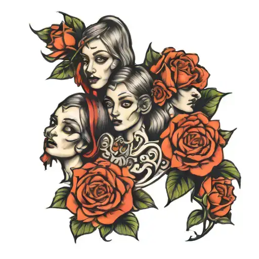 three sisters  tattoo design idea