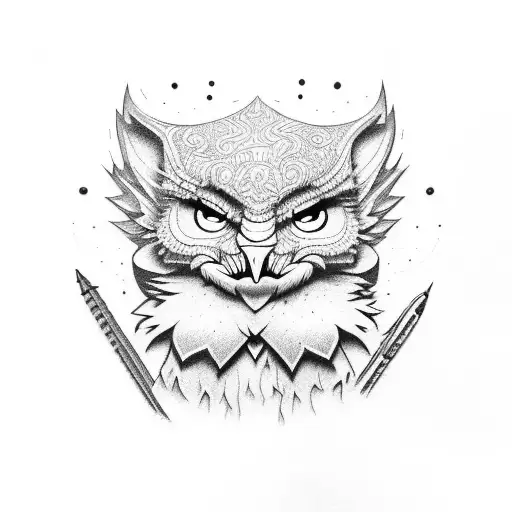 A scene from Solo Levelling in a dotwork style tattoo design idea