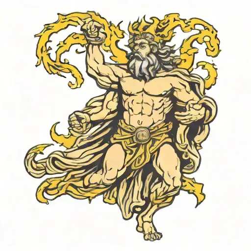 Zeus holding a lightning bolts tattoo design idea