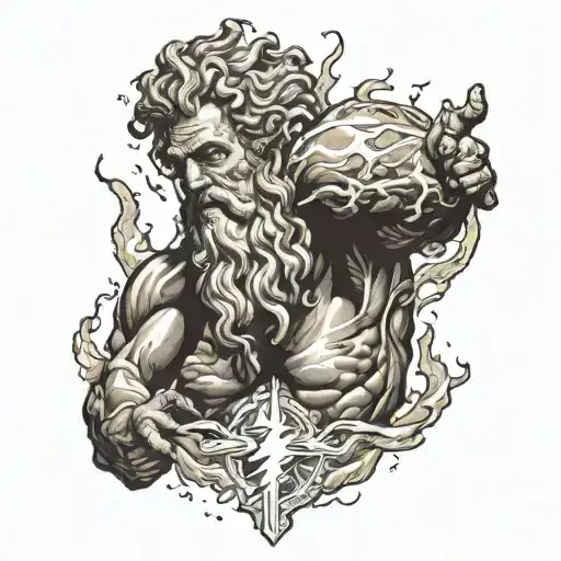 Zeus holding a lightning tattoo design idea