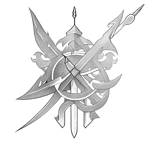 two swords crossing tattoo design idea