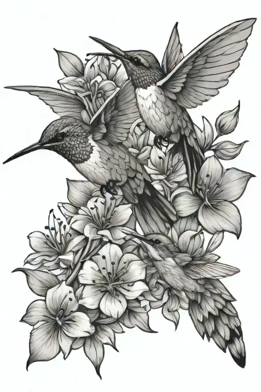 hummingbird, flowers intertwined, honey bee, butterflies  tattoo design idea
