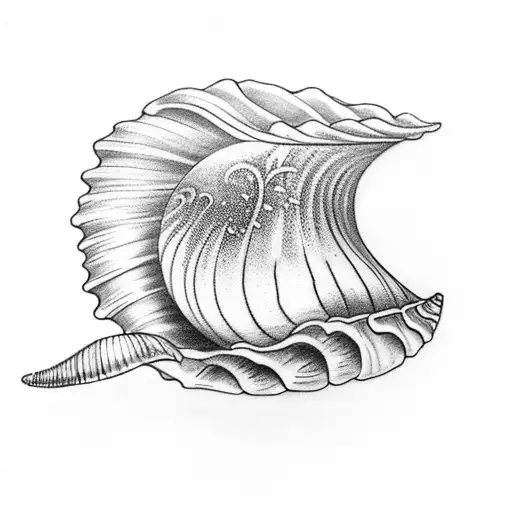A tattoo of a seashell held delicately in a hand, symbolizing your love for the sound of the sea and the beauty of the ocean tattoo design idea