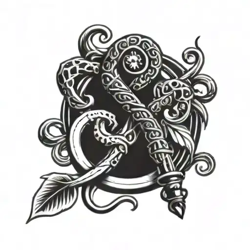Rod of Asclepius tattoo design idea