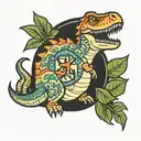 dinosaur with adoption symbol incorporated tattoo design idea