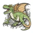 dinosaur with adoption symbol incorporated tattoo design idea