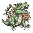 dinosaur with adoption symbol incorporated tattoo design idea