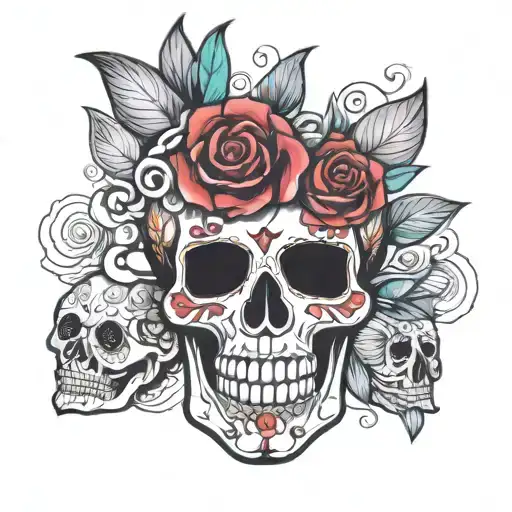 candy skull flowers  tattoo design idea