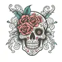 candy skull flowers  tattoo design idea