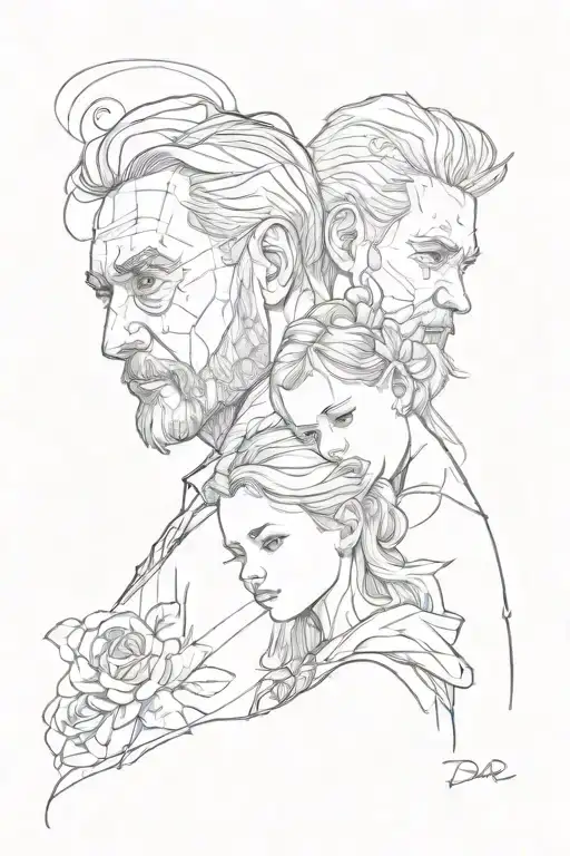 dad and daughter tattoo design idea