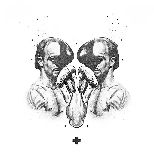 A memorial portrait of Juan and George with boxing gloves tattoo design idea