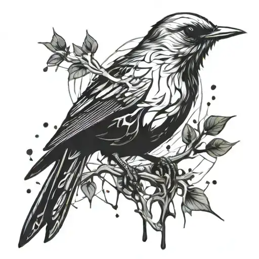 ink splatter nightingale tattoo design idea