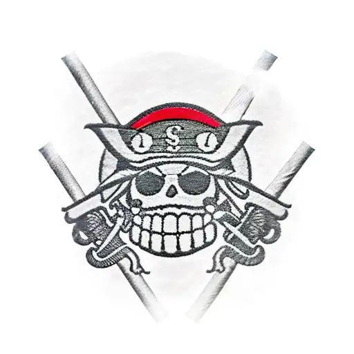 an exact  jolly roger of the straw hat pirates from the anime one piece tattoo design idea