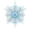 Light blue snowflake became flame on upper side tattoo design idea