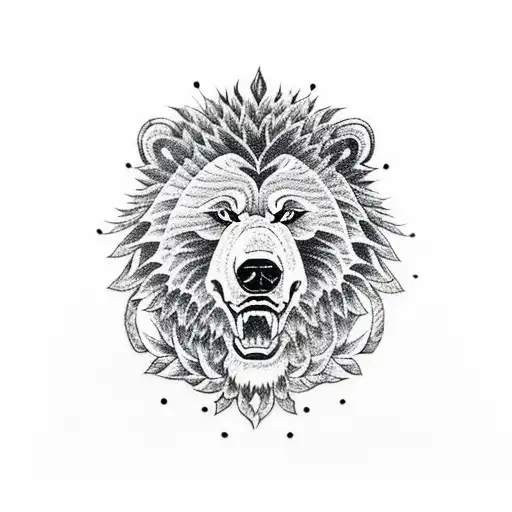 Grizzly Bear, Lion, and Wolf fighting tattoo design idea