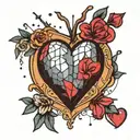 a broken heart disco ball  tattoo design idea