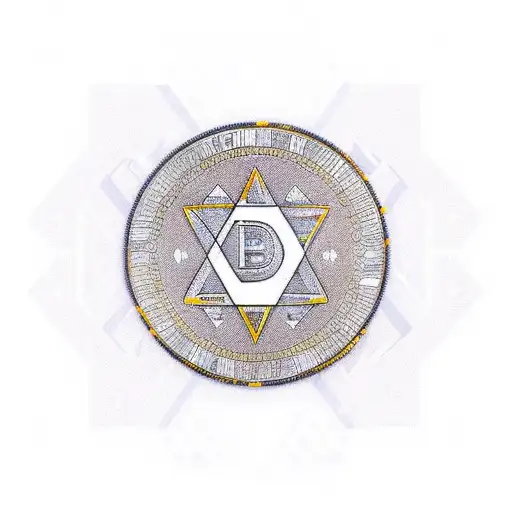 An intricate design featuring a golden Bitcoin coin surrounded by binary code patterns and a QR code linking to a digital wallet, along with a quote about the power of decentralized currency tattoo design idea