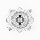 An intricate design featuring a golden Bitcoin coin surrounded by binary code patterns and a QR code linking to a digital wallet, along with a quote about the power of decentralized currency tattoo design idea