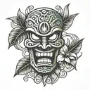 tiki mask sticking out tounge tattoo design idea