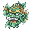 tiki mask sticking out tounge tattoo design idea