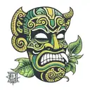 tiki mask sticking out tounge tattoo design idea